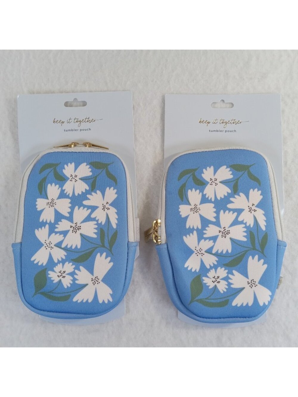 2 Keep It Together Garven Tumbler Pouch Hydration Sleeve Floral Blue White